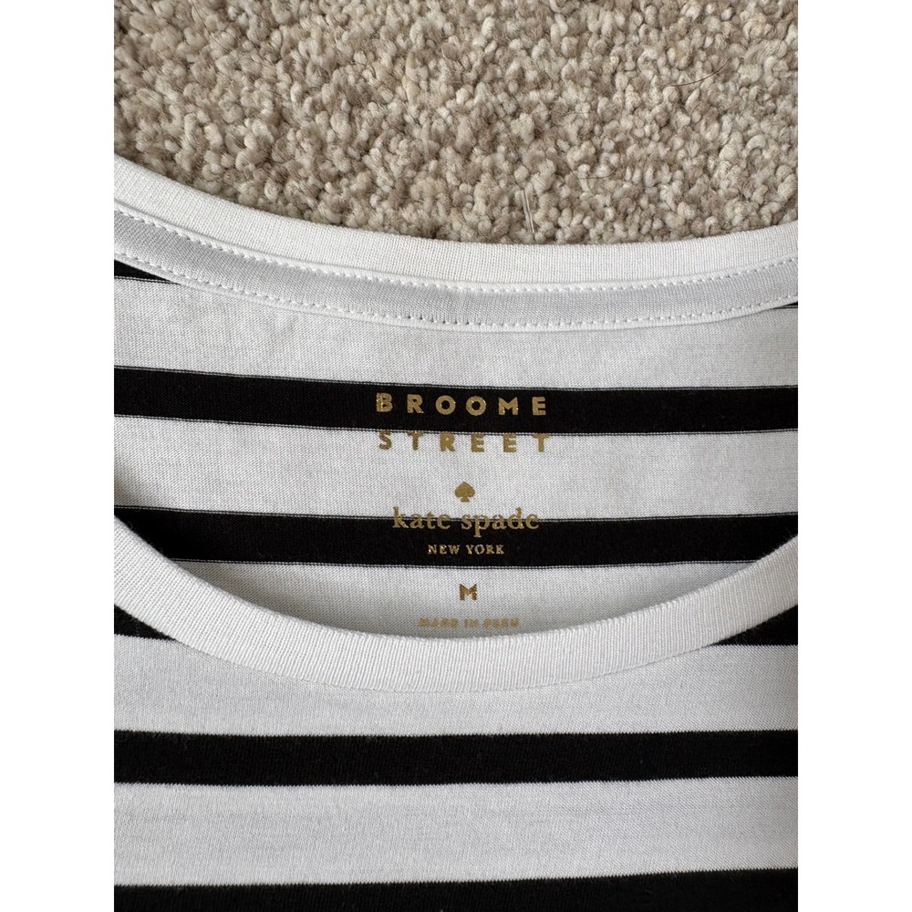 Kate Spade Broome Street Queen Bee Striped T-Shirt Parisian Nautical Glitter M - Picture 4 of 7